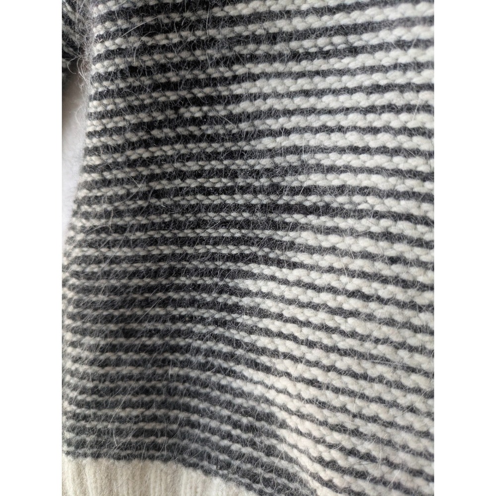The Kooples Zip Cardigan Sweater Size S Gray Striped Wool Blend Fuzzt Knit Soft - Picture 8 of 8